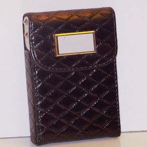 LUXURY GENUINE LEATHER  CARD HOLDER- STRIPED BLACK